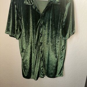 SHEIN Emerald Velvet Shirt